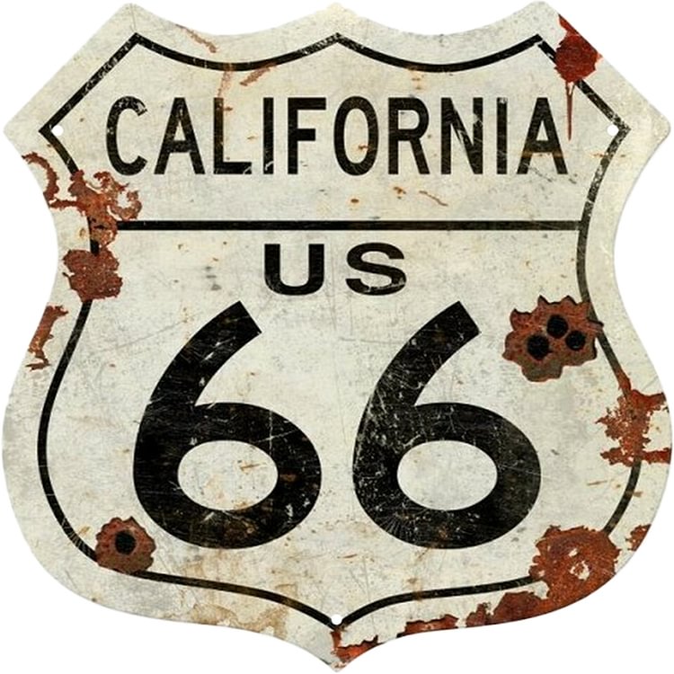 California 66 - Shield Shape Tin Sign - 30*30CM