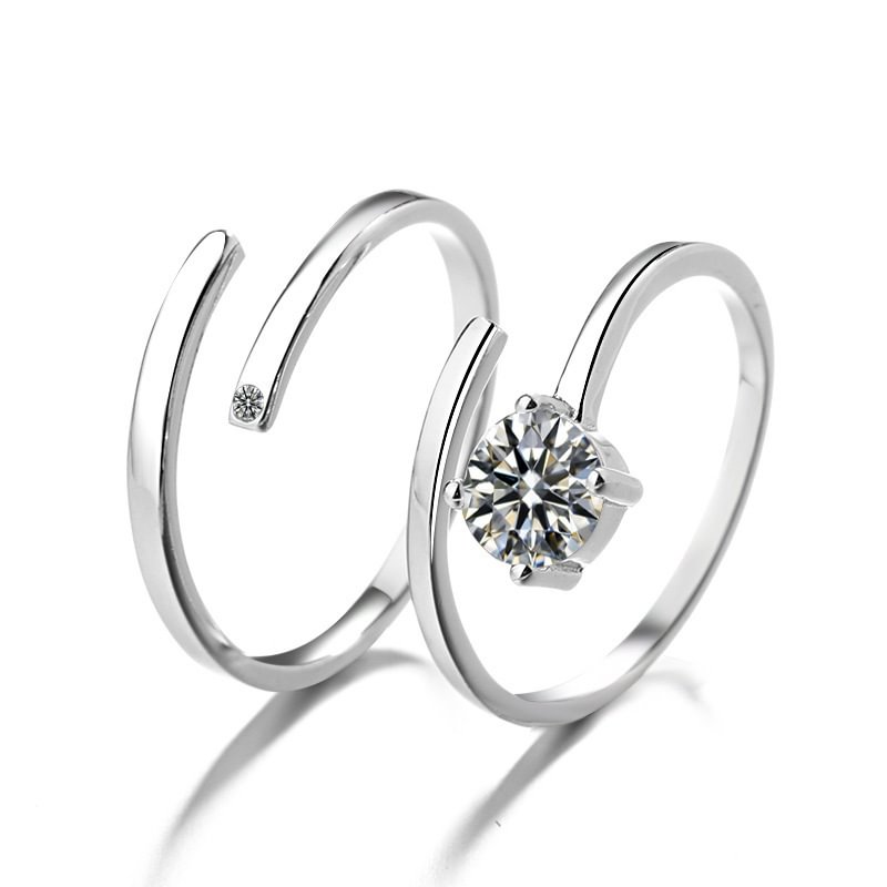 Creative Single Diamond Opne Couple Rings