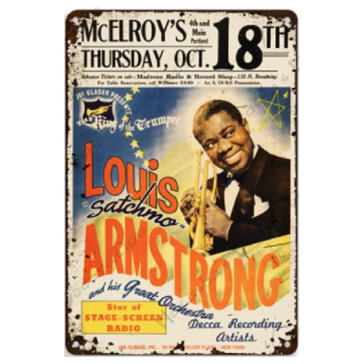 Music Louis Armstrong - Vintage Tin Signs