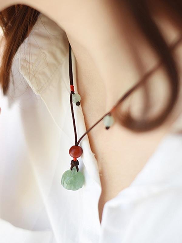 Ethnic Vintage Jade Pendant Necklace