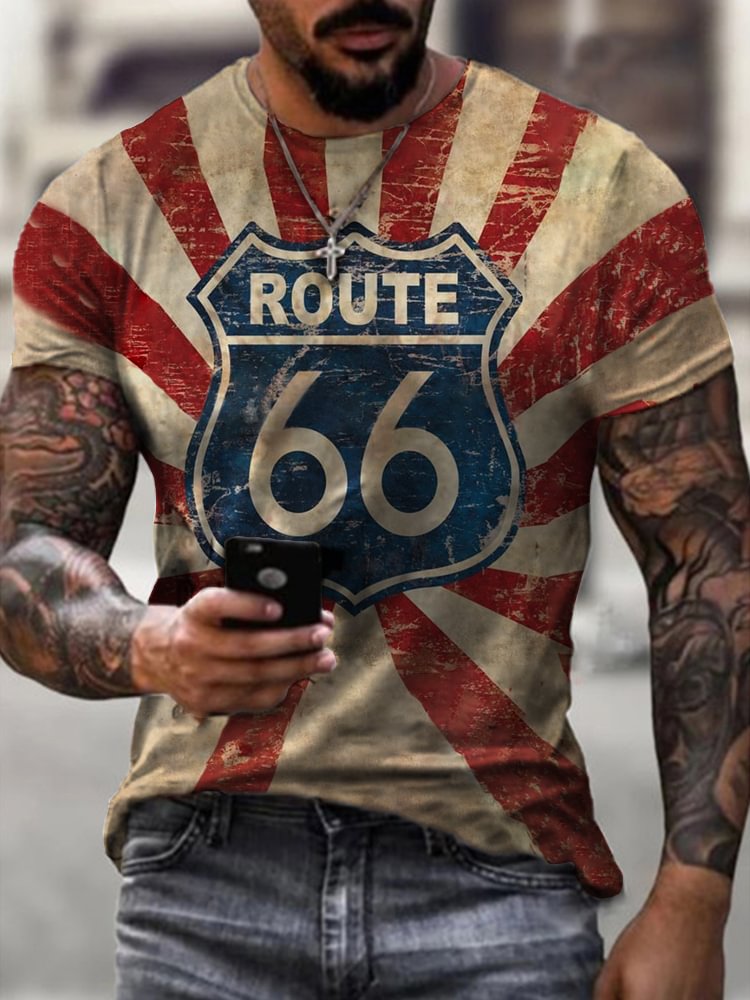 Mens Fashion Route 66 T-shirt / [viawink] /