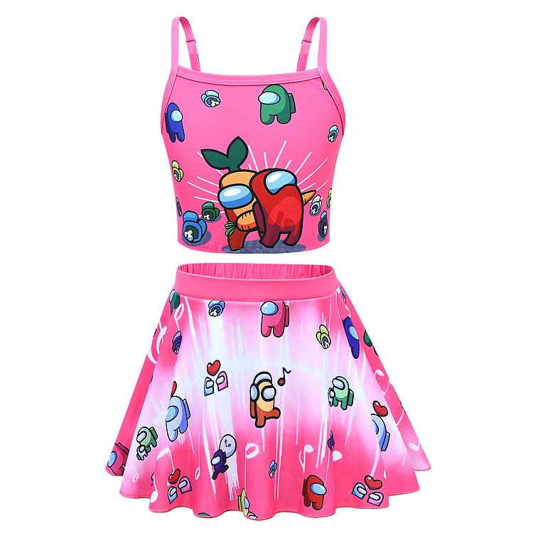 Children's swimsuit set among us girl's swimsuit suspender skirt two piece set 20114-Mayoulove