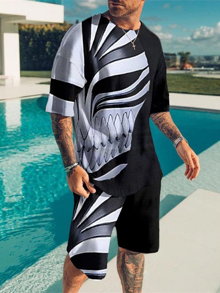 Men's Abstract Printing Sports and Leisure Suit