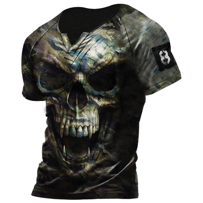 Camouflage Skull Print T-Shirt / [viawink] /