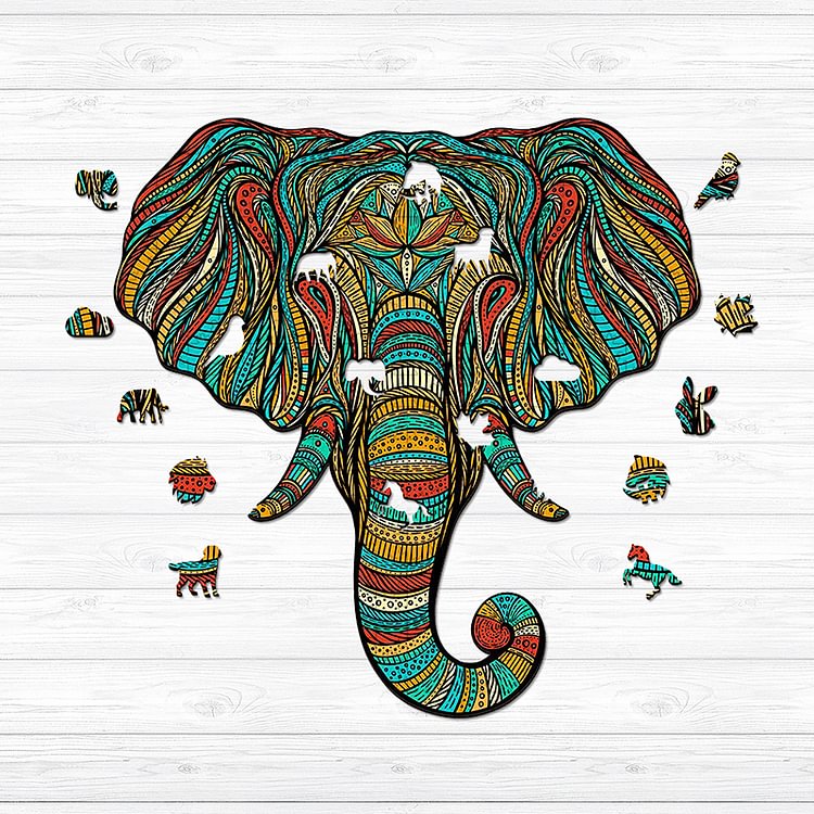 Patterned elephant Wooden Jigsaw Puzzle