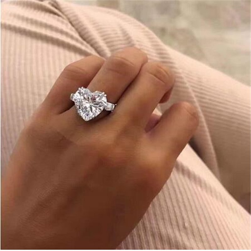 12MM Heart Shape Crystal Rings for Women-VESSFUL