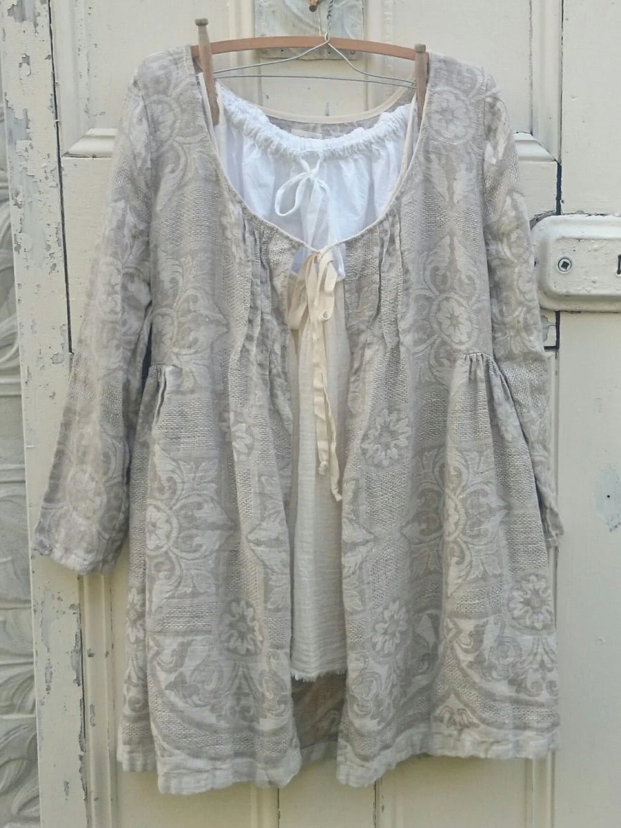 Floral Print Lace Up Casual Women Linen Cardigan