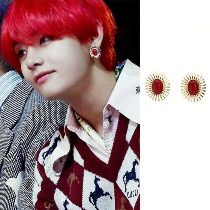 방탄소년단 Taehyung Retro Red Sun Fashion Earring