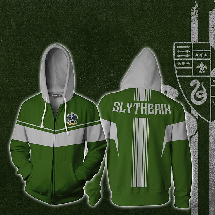 Mayoulove Harry Potter Hogwarts Slytherin New Fashion Zipper Hoodie Sweater Unisex Sweatshirt Coat-Mayoulove