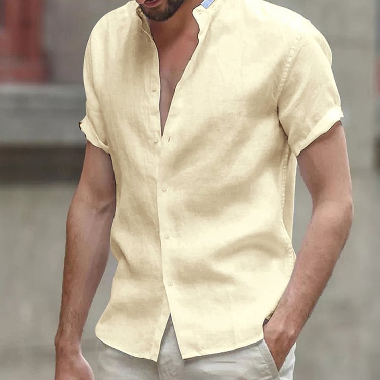 BrosWear Men'S Simple Casual Short Sleeve Shirt
