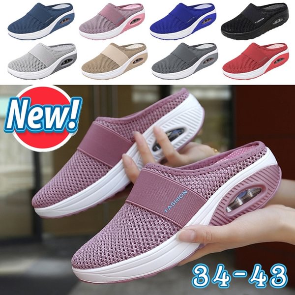 Shoes for Women Casual Lightweight Wedges Slip-on Shoes Comfy Breathable Slippers Platform Shoes Outdoor Non-slip Air Cushion Sandals Plus Size
