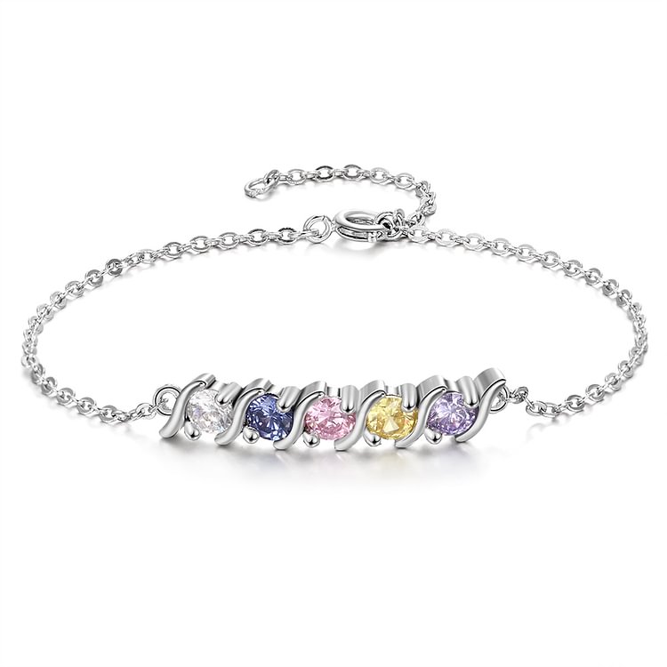 Personalized bracelet with 5 birthstones