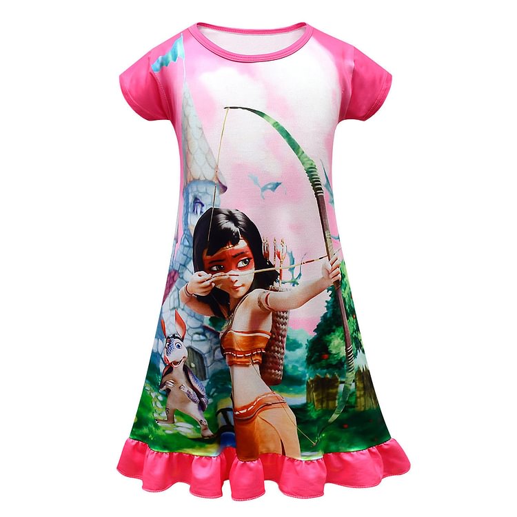 Ainbo Ainbo Children's Pajama Dress Dress Girl Short Sleeve Dress 80517-Mayoulove