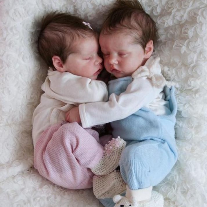 17'' Real Lifelike Twins Boy and Girl Sleeping Reborn Silicone Baby Doll Debbie and Deborah, Beautiful Baby Gift 2022 -Creativegiftss® - [product_tag]