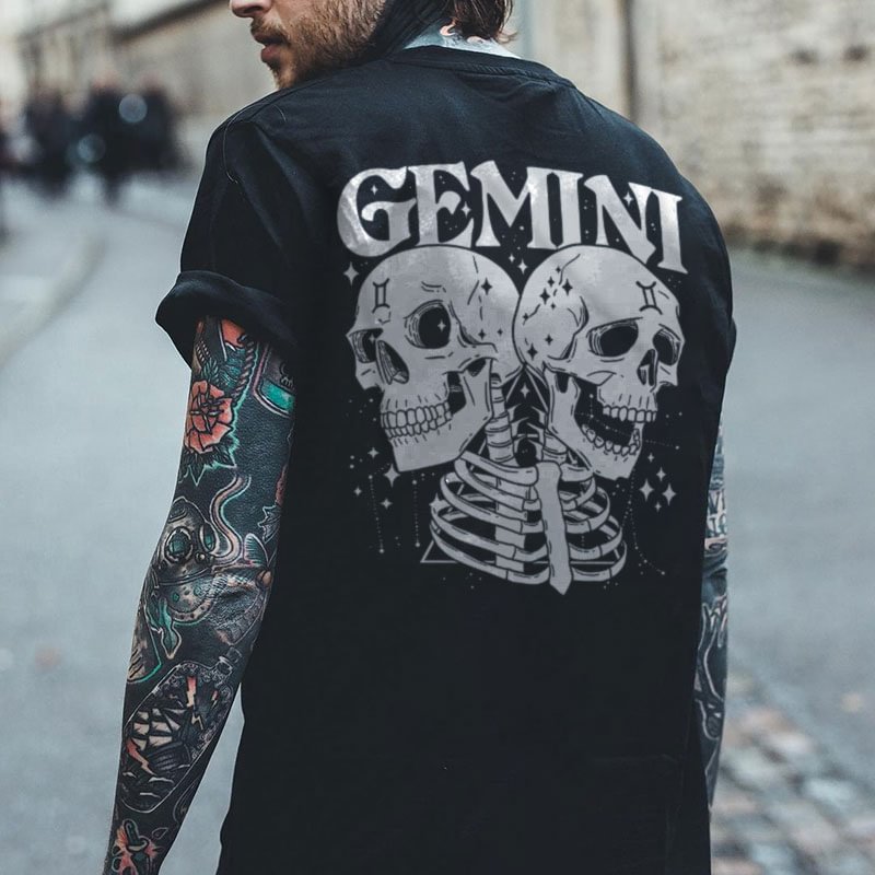 Gemini skull print t-shirt designer -  UPRANDY