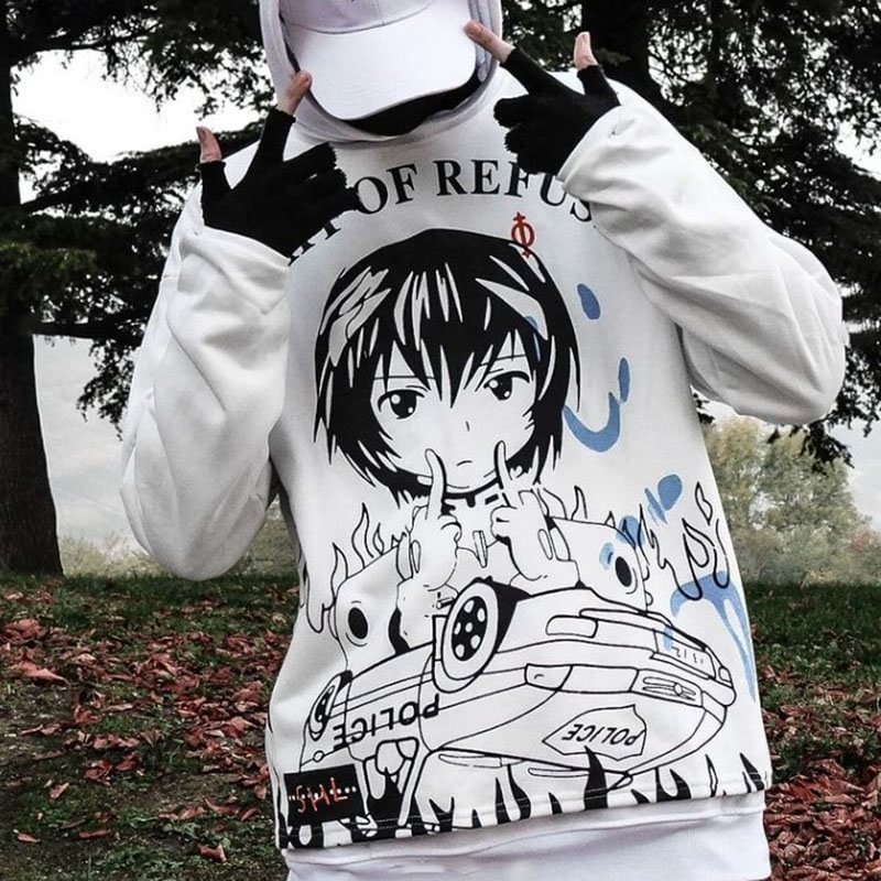 Harajuku Retro Dark Cartoon Print Sweatshirt / Techwear Club / Techwear