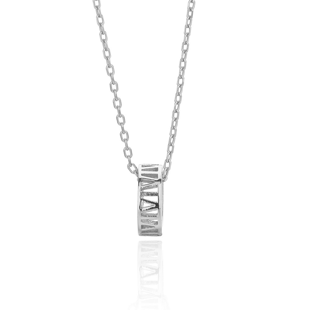 Roman Numeral Silver Pendant Necklace