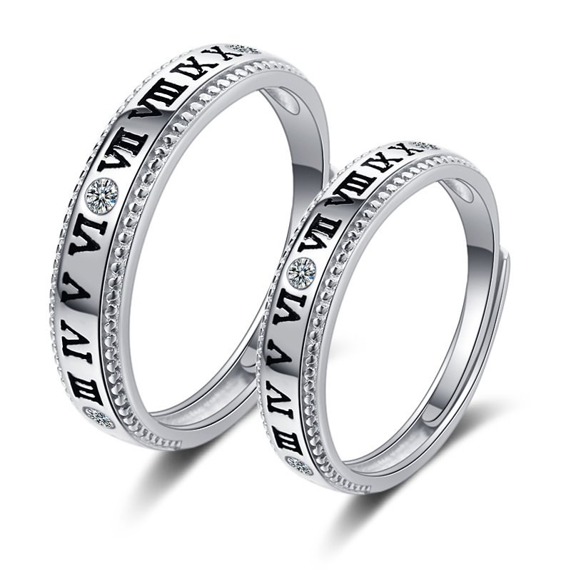 Roman Numeral Adjustable Couple Rings