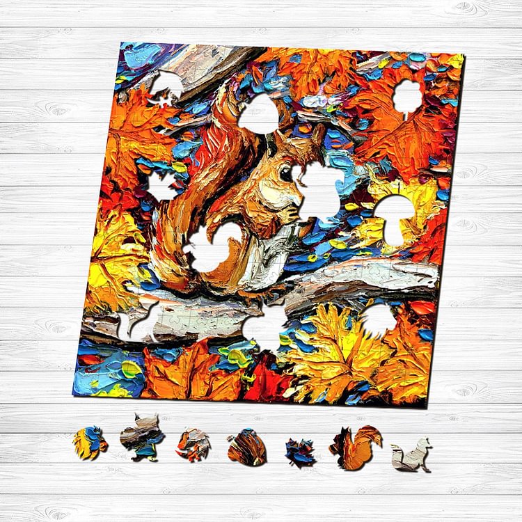 Van Gogh Starry Sky - Squirrel Wooden Puzzle