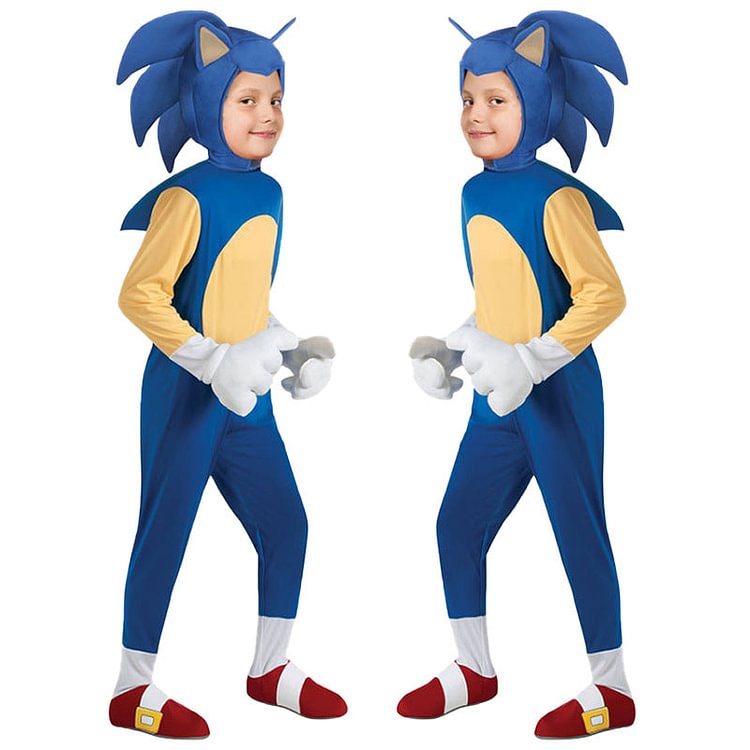 Mayoulove Sonic the Hedgehog  Cosplay Costume with Mask Boys Girls Bodysuit Halloween Fancy Jumpsuits-Mayoulove