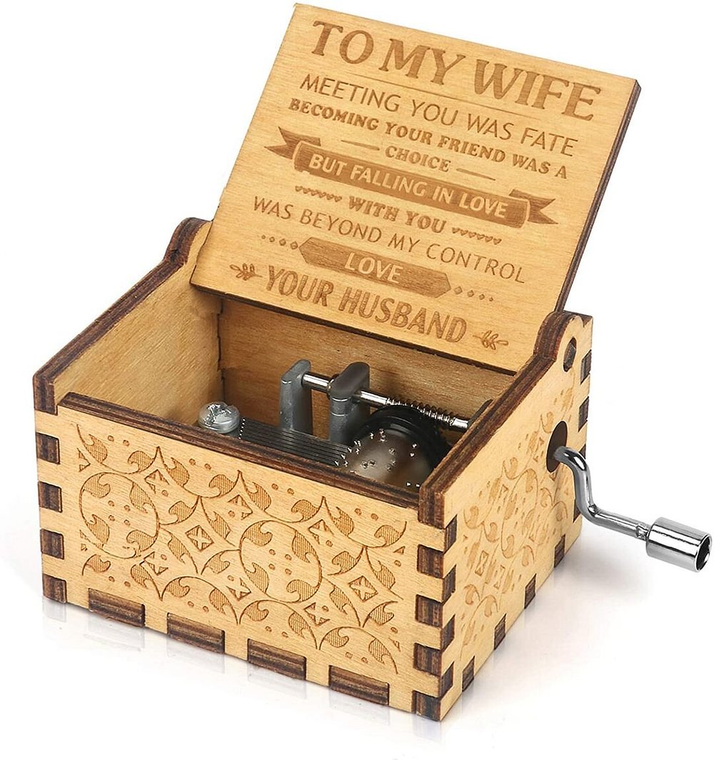 To My Wife - Falling In Love With You Was Beyond My Control -  Wooden Hand Crank Music Box