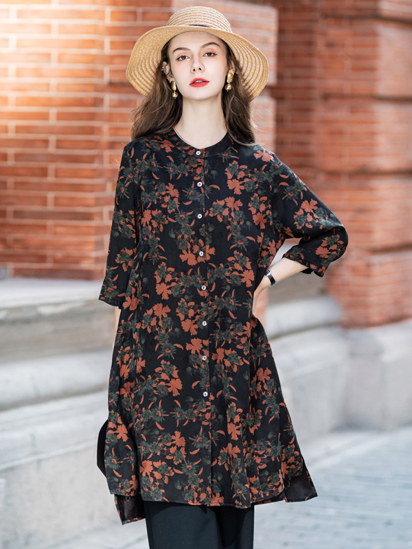 Silk Dress Xiangyunsha Collection Mid-length Cardigan Style