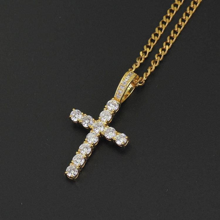 Hip Hop Iced Out Ankh Cross Necklace Pendant