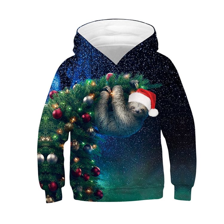 Kids Sloth  Galaxy Christmas Hoodie Unisex Sweatshirt-Mayoulove