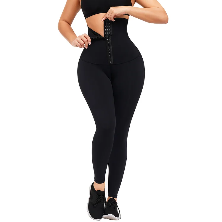 Wholesale Black High Waist Shapewear Leggings Ankle Length Tummy Control