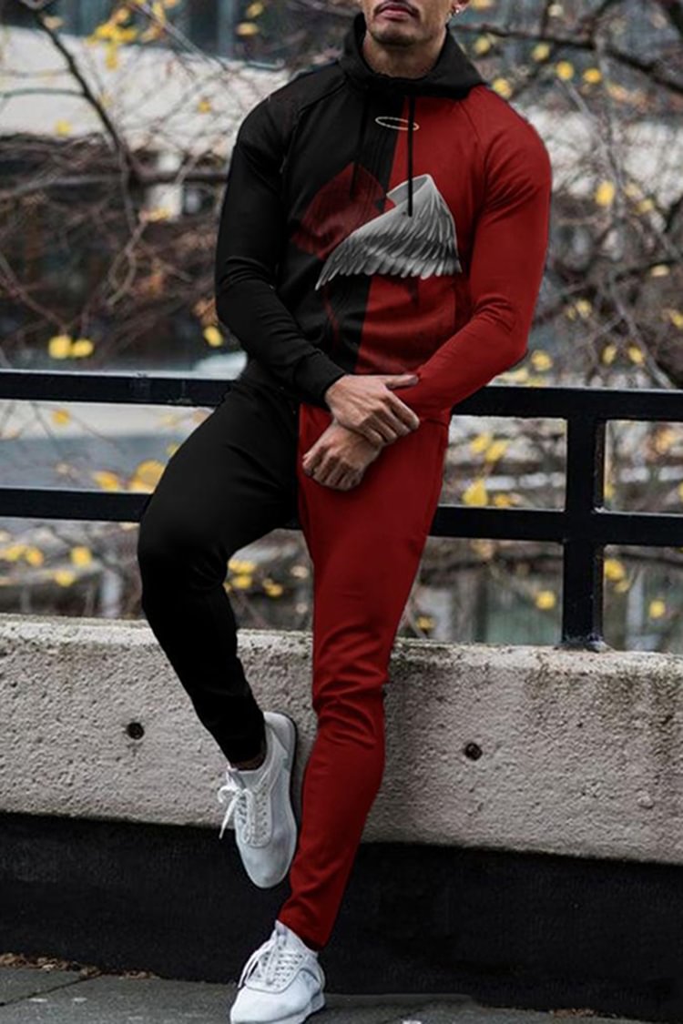 BrosWear Contrasting Color Street Tracksuit Two Piece Set