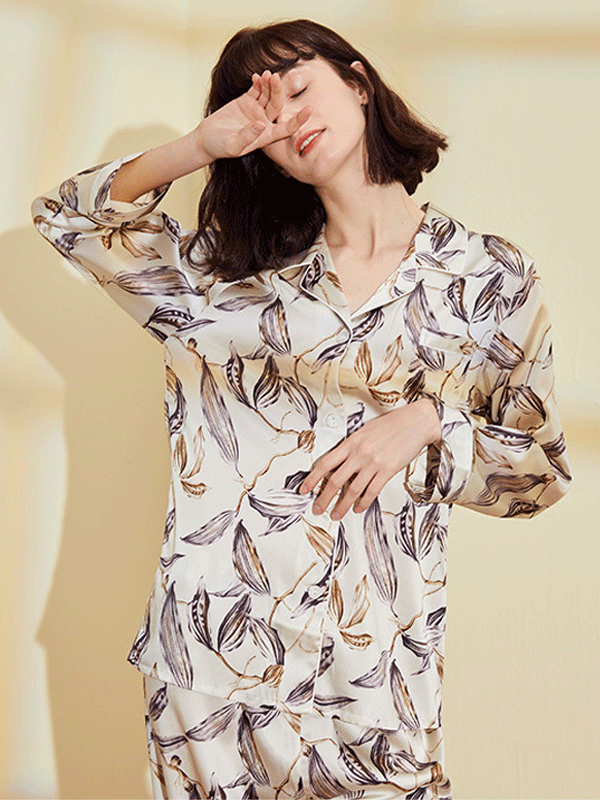 Sophisticate Printed Silk Pajamas Set For Women-Luxury Silk Life
