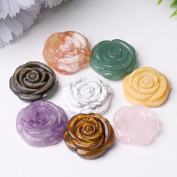 1.2" Rose Flower Crystal Carvings Plants Bulk Crystal wholesale suppliers