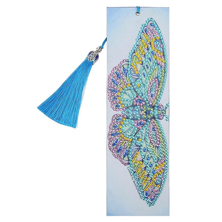 DIY Butterfly Special Shaped Diamond Painting Leather Bookmark with Tassel-gbfke