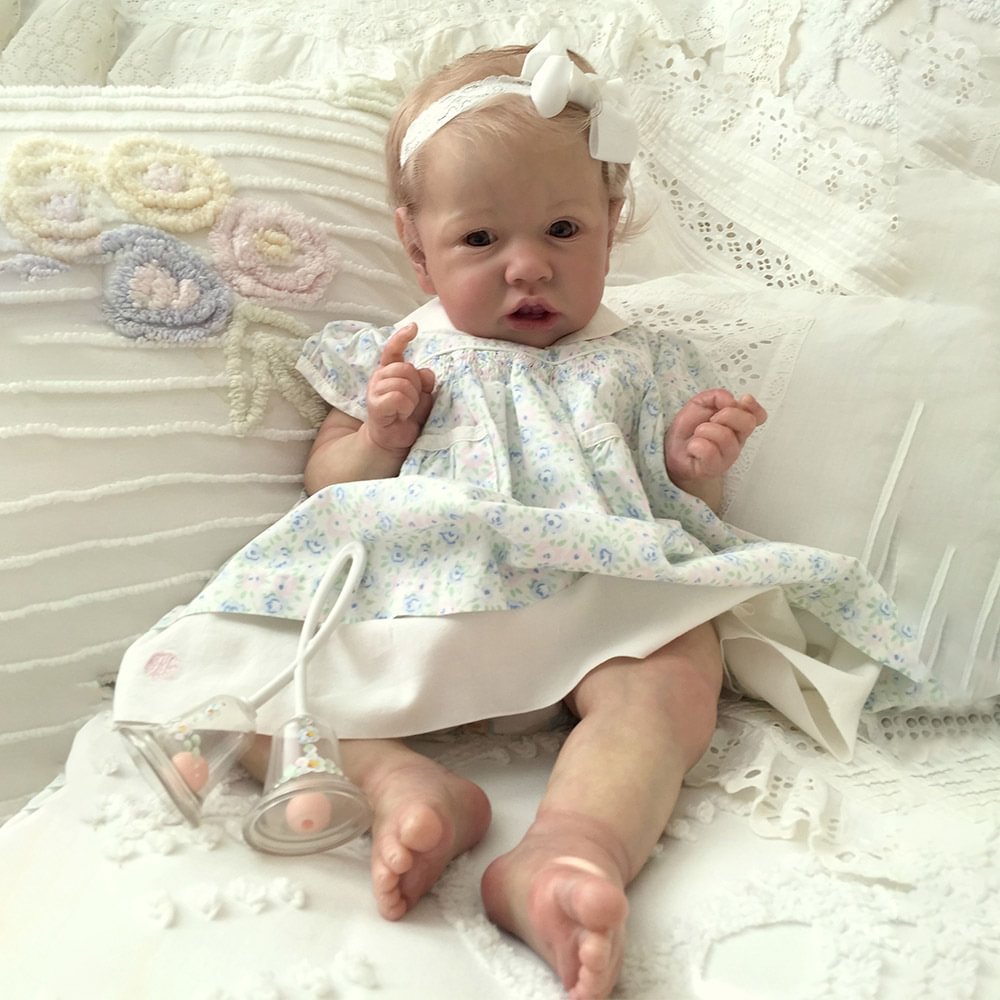 Realistic Reborn Baby Newborns Girl Ellis 12'' Lifelike Awake Weighted Reborn Baby Doll with Blonde Hair