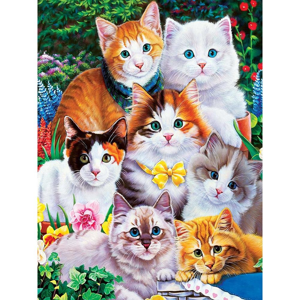 Peinture de diamant - ronde complète - chats grande photo