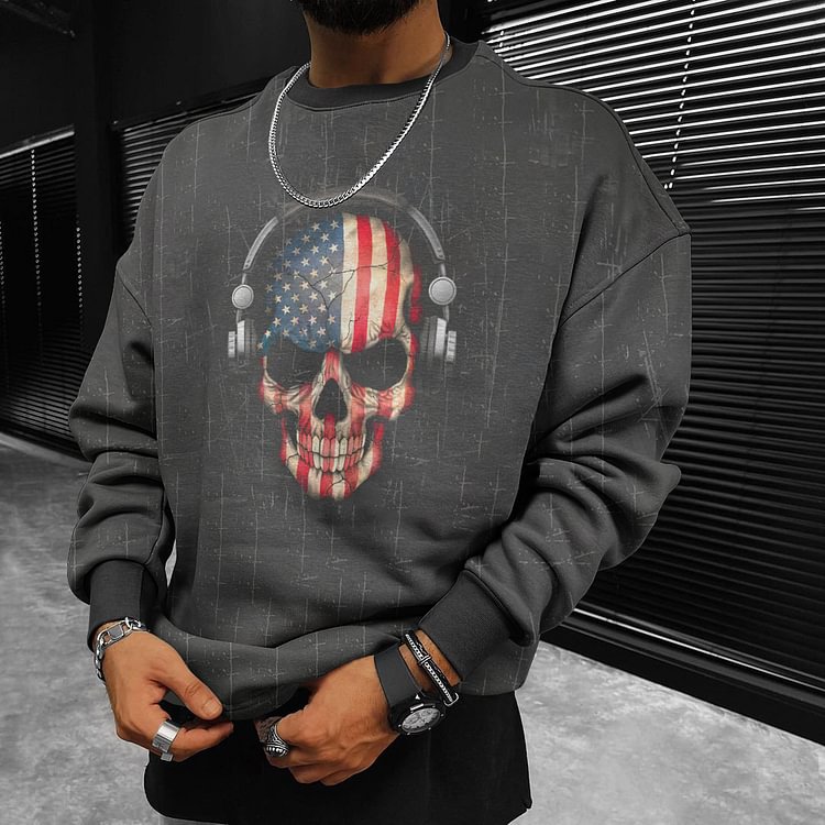 BrosWear Retro American Music Skeleton Sweatshirt