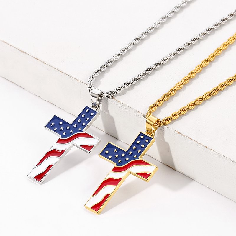 2pcs/set The US Map Cross Necklaces / Techwear Club / Techwear