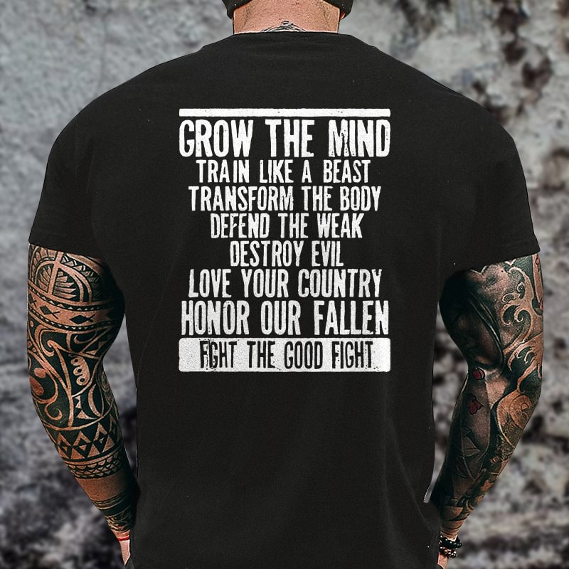 Livereid Grow The Mind Train Like A Beast Printed T-shirt - Livereid