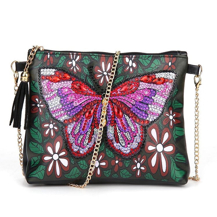 DIY Butterfly Special Shaped Diamond Painting Leather Chain Crossbody Bags