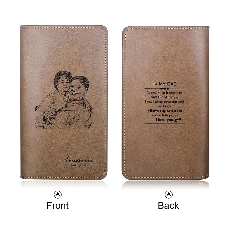 Long Style Bifold Personalised Leather Photo Wallet for Men's Gifts