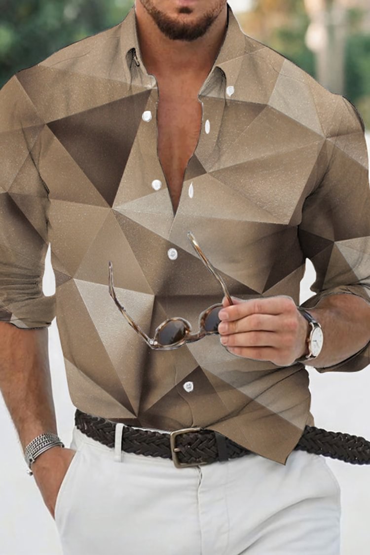 Tiboyz Geometric Print Long Sleeve Shirt