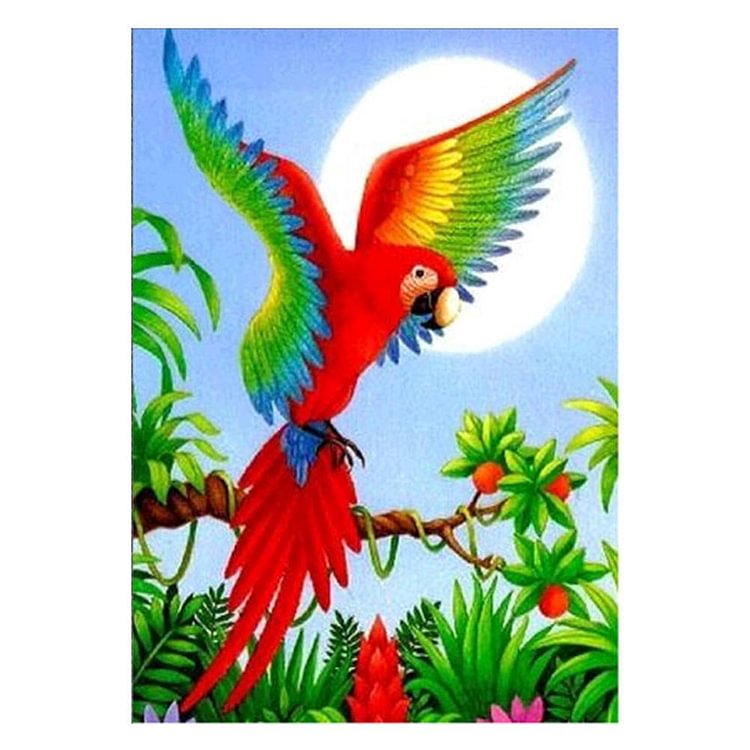 Flower Parrot - Partial Round Drill Diamond Painting - 26x35cm(Canvas)