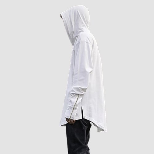 Street Hooded Pure White T-shirt / Techwear Club / Techwear
