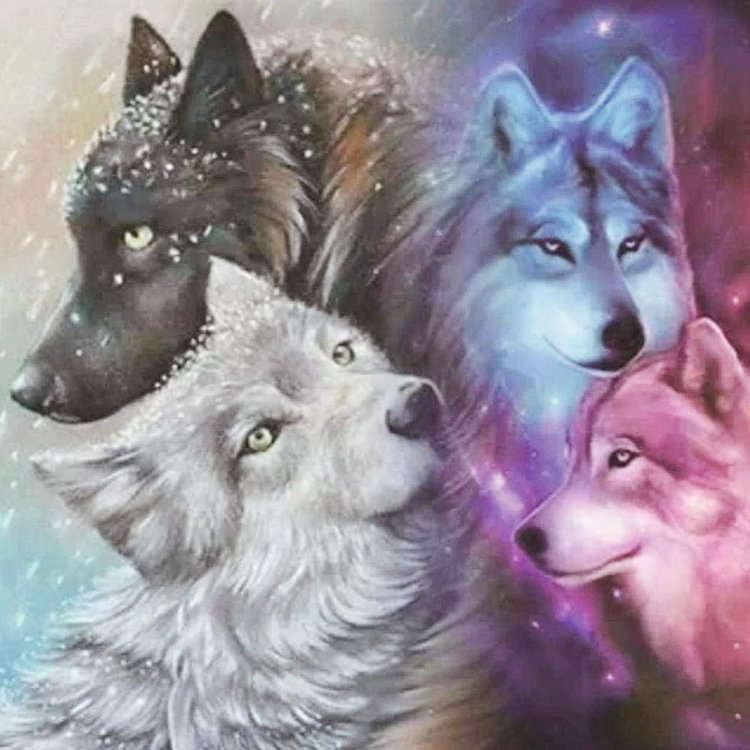 Wolves - Full Round Drill Diamond Painting - 30x30cm(Canvas)