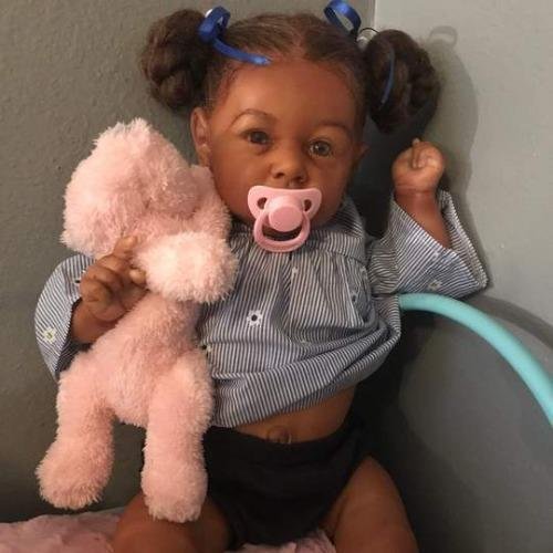 [NEW] 20'' African American Kelly Black Reborn Newborn Baby Toddler Doll Girl with Accessories - Reborndollsshop.com®-Reborndollsshop®