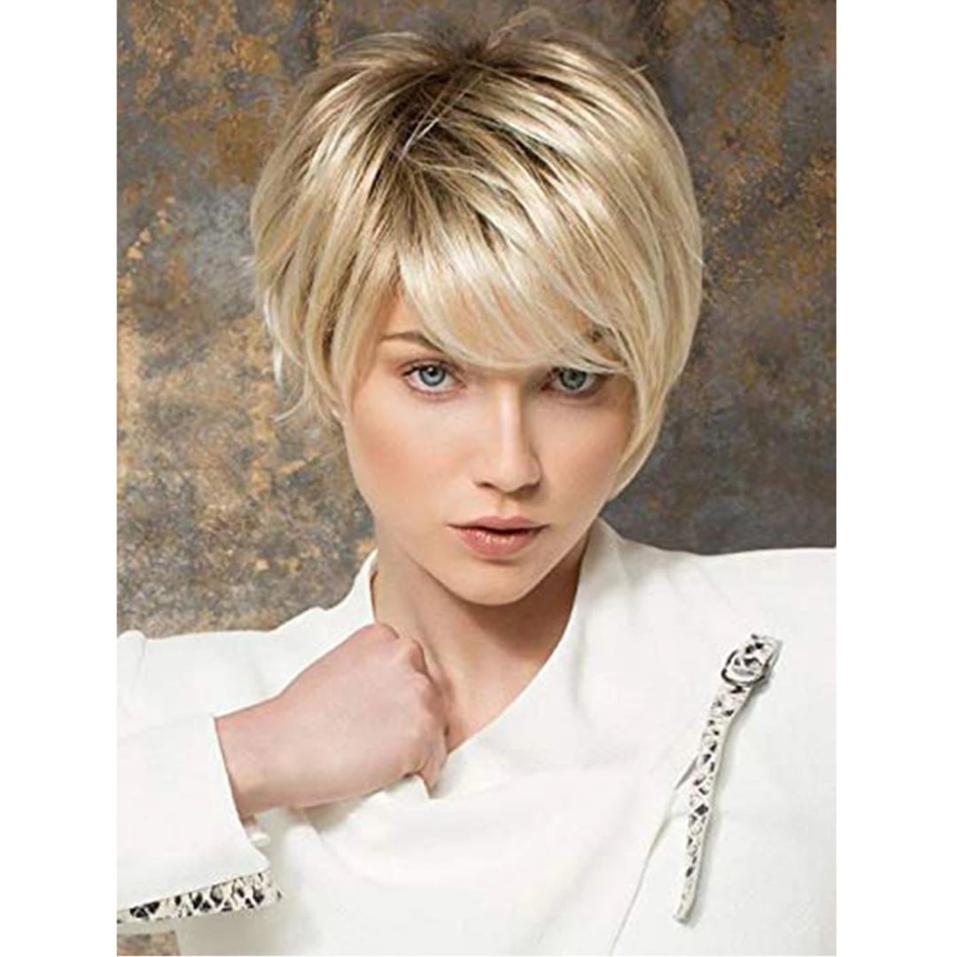 Wig Hot Selling Women's Short Hair Blonde Short Straight Hair Set Fashion-Corachic