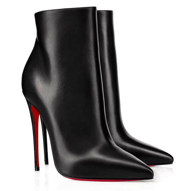 4.72" Women's Ankle Boots Closed Pointed Toe Stilettos Booties Red Sole