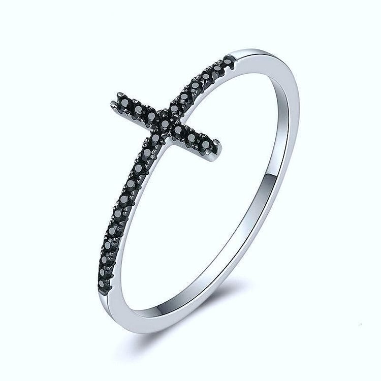Perla Crystal Cross Ring-Mayoulove