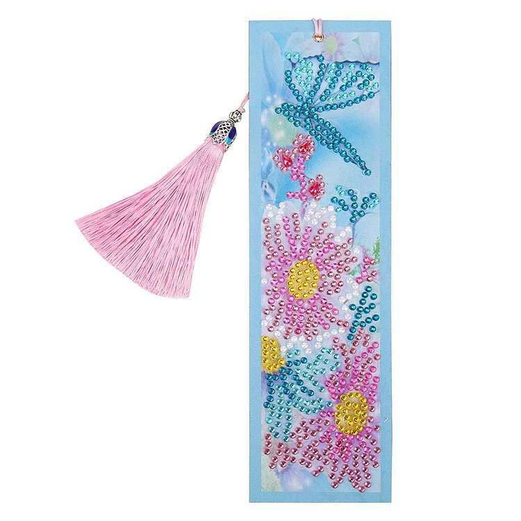 DIY Flower Special Shaped Diamond Painting Leather Tassel Bookmark Crafts-gbfke