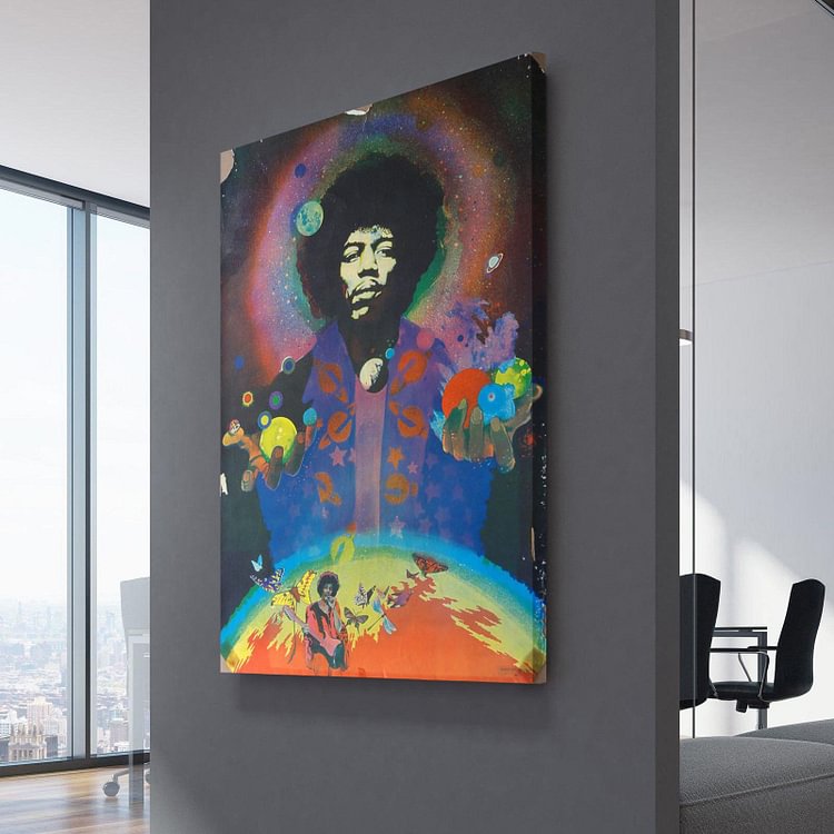 Jimi Hendrix On Tour In Europe Canvas Wall Art